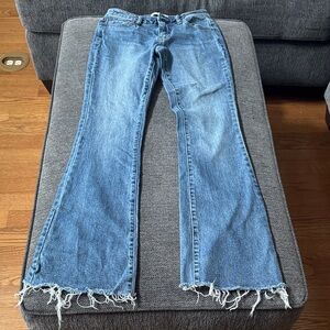 RSQ Blue Frayed Hem Flare Jeans